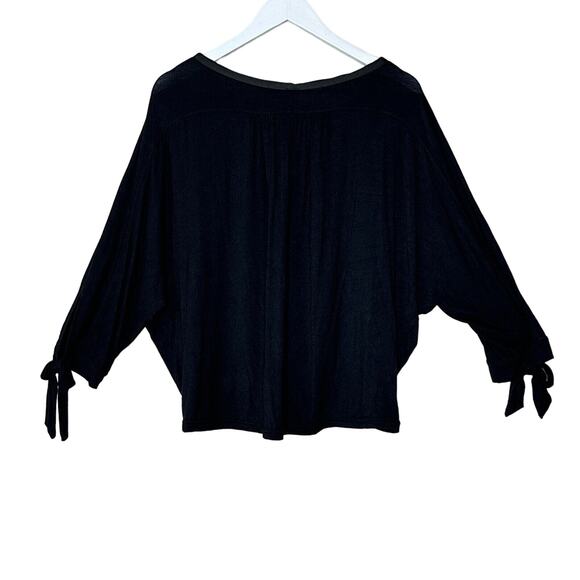 Free People Keepin On High Low Hem Knit Top Tie Sleeve Black Women Small - Picture 4 of 10